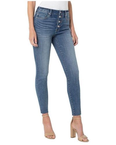 Liverpool Jeans Company Abby High Rise Blootgestelde Button Fly Perry Jeans - Blauw