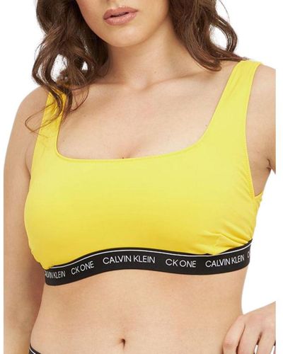 Calvin Klein Kw0kw01793 Ck One Plus Swim Bralette Top Elastane - Yellow