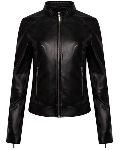 Barneys Originals Real Leather Moto Biker Jacket - Black