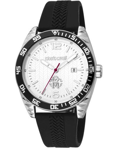 Roberto Cavalli Rc5G018P0015 Quartz Stainless Steel Silicone 10 Atm 42 Mm Watch - Black
