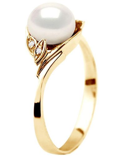 Diadema Zoetwater Parel Ring 7-8 Mm En 0020 Cts Diamond Jewellery Yellow Gold - Metallic