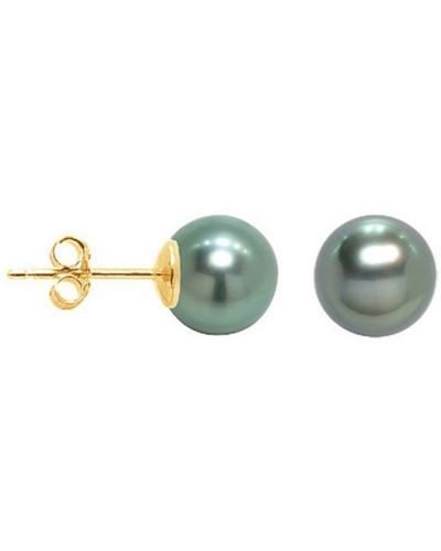 Blue Pearls Pearls Tahitian Pearl Earrings And 375/1000 - Green