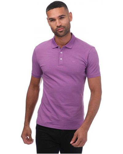 Armani Cotton Pique Polo Shirt - Purple