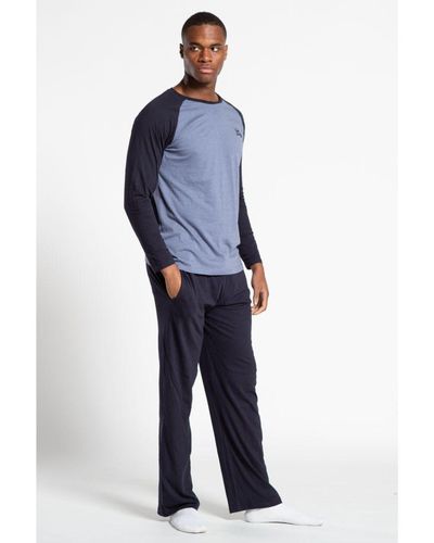 Tokyo Laundry Cotton 2-piece Long Sleeve Top And Bottoms Loungewear Set - Blue