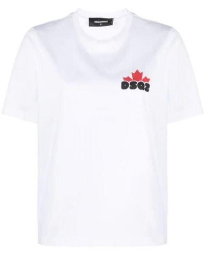 DSquared² Small Maple Leaf Logo Cool Fit T-Shirt - White