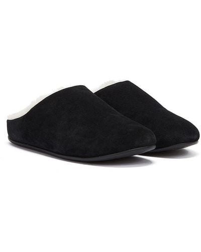 Fitflop Chrissie Shearling Slippers Suede - Black