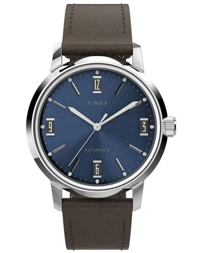 Timex Marlin Automatic Watch Tw2V44500 Leather (Archived) - Blue