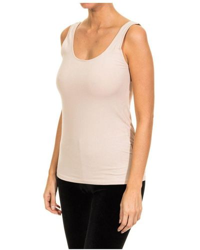 Janira Womenss Wide Strap Round Neckline Lightweight Fabric T-Shirt 1045201 - White
