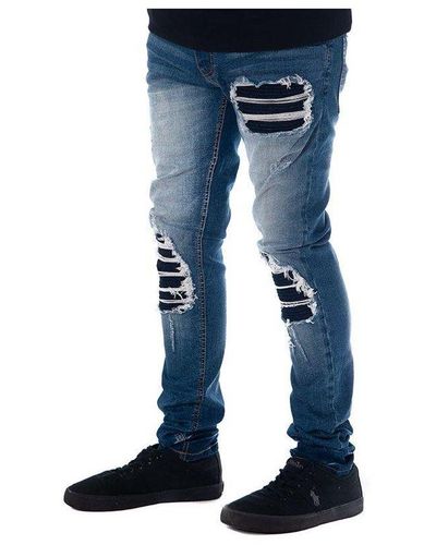 Soulstar Skinny Fit Ripped Jeans - Blue
