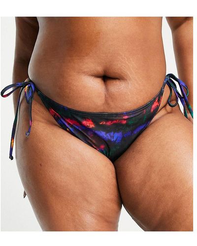 South Beach Curve Exclusive Tie Side Bikini Bottom - Blue