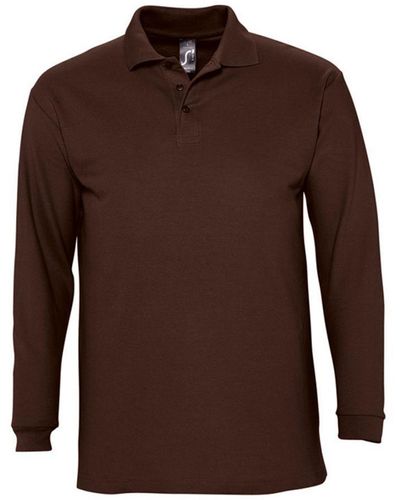 Sol's Winter Ii Long Sleeve Pique Cotton Polo Shirt - Brown