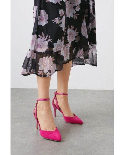 Wallis Esme Back Strap Detail Pointed Stiletto Court Shoes - Pink