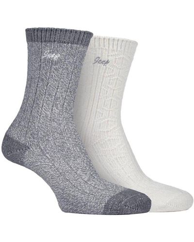 Jeep 2 Pack Ladies Supersoft Hiking Boot Socks - Grey