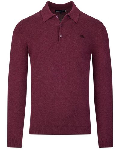 Raging Bull Long Sleeve Knitted Polo Cotton - Purple