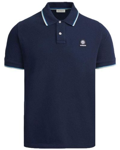 Sandbanks Badge Logo Tipped Sleeve Polo Shirt - Blue