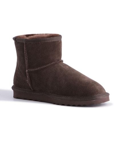 Aus Wooli "Bondi" Australia Short Sheepskin Ankle Boot, Leather - Brown