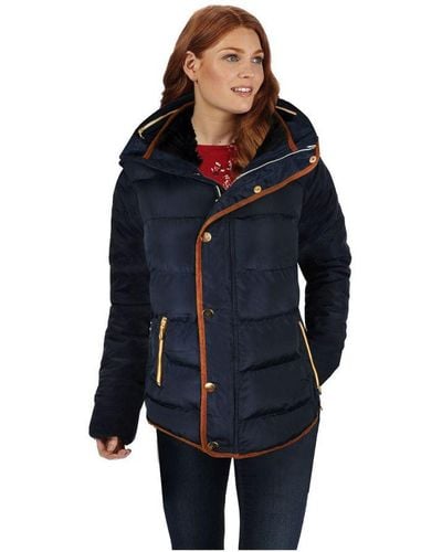 Where's That From 'Wrenly' Quilted Hooded Winter Coat With Full Sleeves - Blue