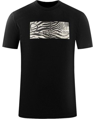 Class Roberto Cavalli Zebra Print Box Logo T-Shirt - Black