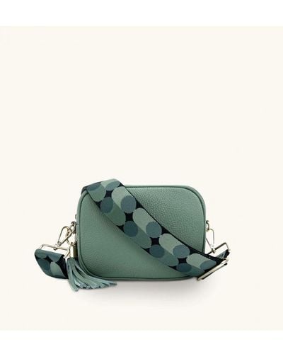 Apatchy London Pistachio Leather Crossbody Bag With Pills Strap - Green