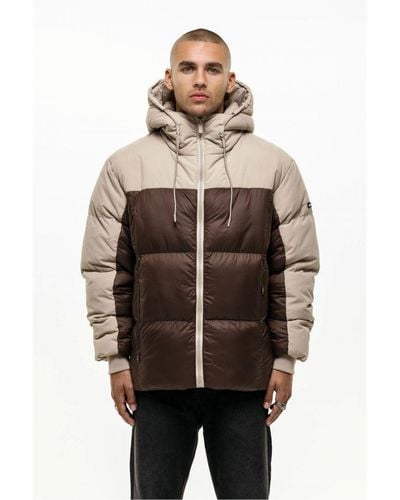 Good For Nothing Two-Tone Hooded Puffer Jacket - Natural