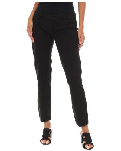 Met Long Denim Trousers Made Of Elastic Fabric 10dbf0525-g291 Woman Cotton - Black