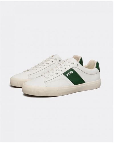 BOSS Aiden Cupsole Trainers With Contrast Band - White