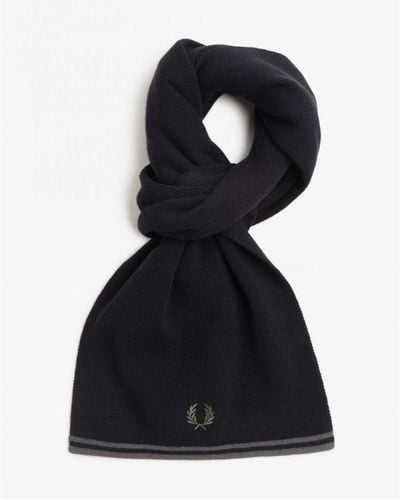 Fred Perry Twin Tipped Merino Wool Scarf - Black