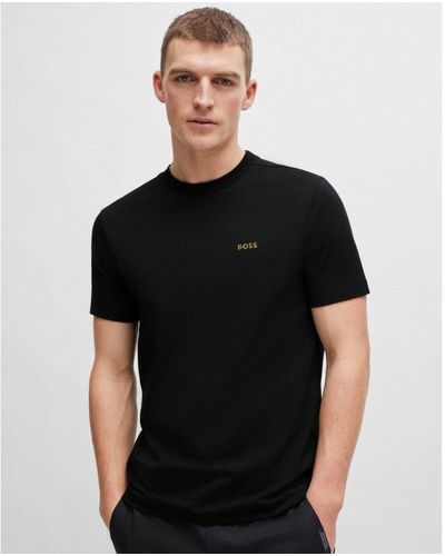 BOSS Boss Tee Stretch Cotton T-Shirt With Contrast Logo Nos - Black