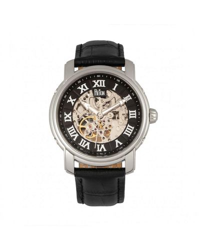 Reign Kahn Automatic Skeleton Leather-Band Watch - Multicolour