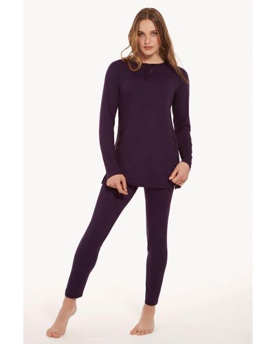 Lisca 'ivette' Long Sleeve Tunic Pyjama Set Viscose - Purple