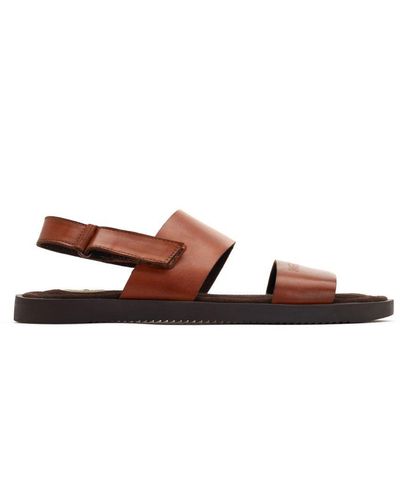 Base London Aries Waxy Leather Ankle-Strap Sandal - Brown