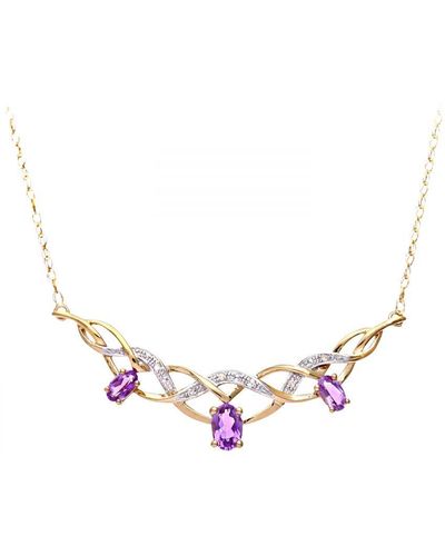 DIAMANT L'ÉTERNEL 9Ct Ladies Diamond And Amethyst Necklace - Metallic