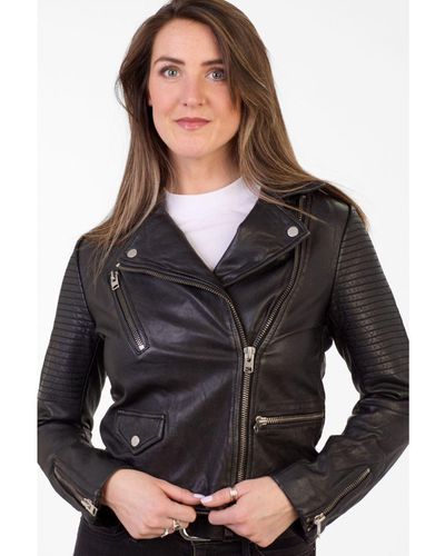 Pelle D'annata D’Annata Patago Real Leather Biker Jacket - Black