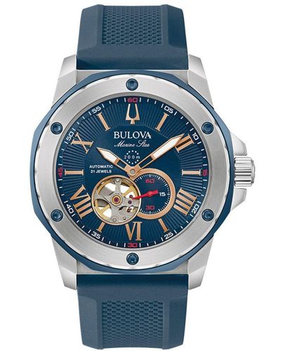 Bulova Marine Star Watch 98A282 Silicone - Blue