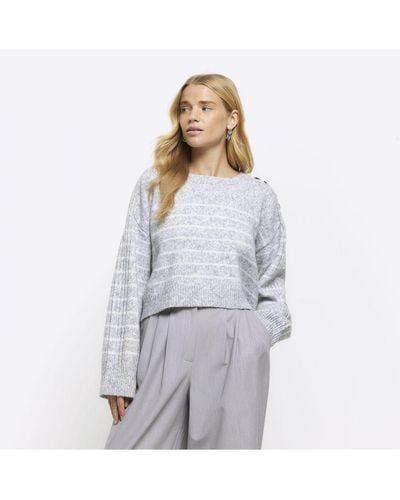 River Island Jumper Grey Cropped - White