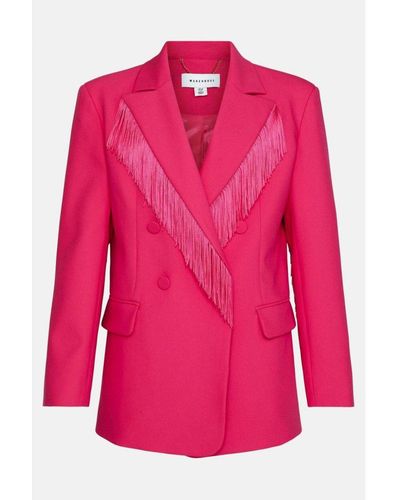Warehouse Kara Rose Fringed Oversized Blazer - Pink