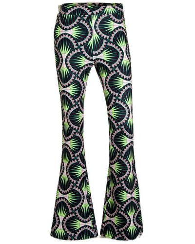 Colourful Rebel High Waist Flared Broek Graphic Peached Extra Flare Pants Met Grafische Print Groen