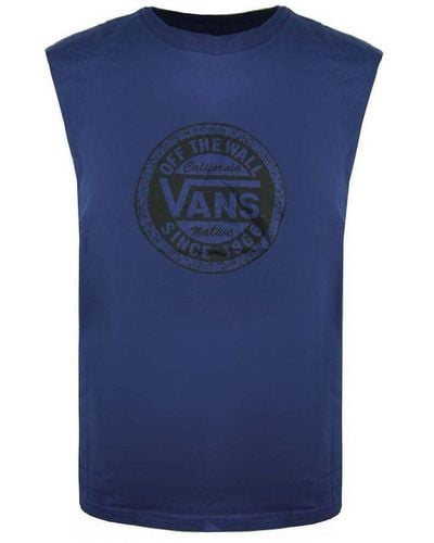 Vans Off The Wall Crew Neck Sleeveless Navy Blue Vest V1yefwc Cotton