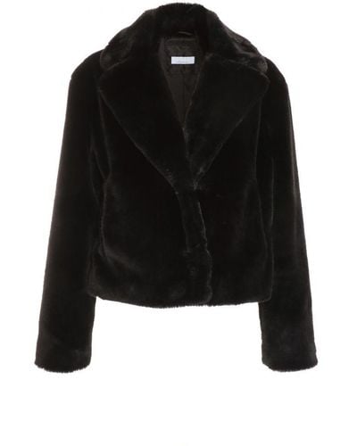 Quiz Short Faux Fur Collar Jacket - Black