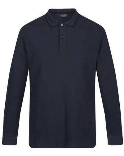 Regatta Leaonzo Organic Cotton Long Sleeve Polo Shirt - Blue