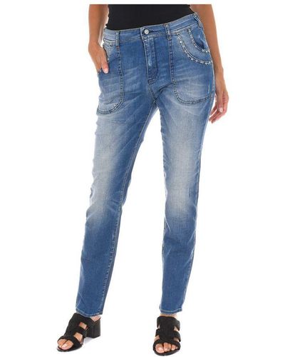 Met Long Denim Trousers Worn Effect With Straight Cut Hems 10Db50245 - Blue