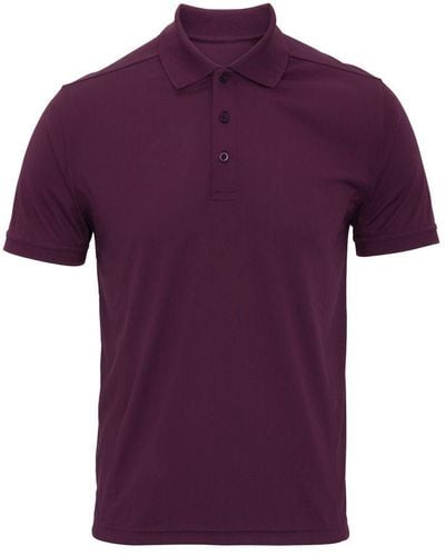 PREMIER Coolchecker Pique Short Sleeve Polo T-Shirt (Aubergine) - Purple