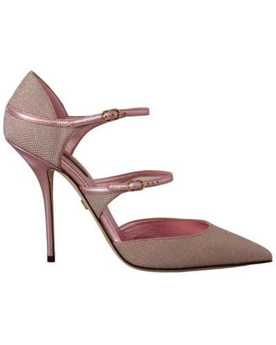 Dolce & Gabbana Authentic Glittered Strappy Sandals Leather - Pink