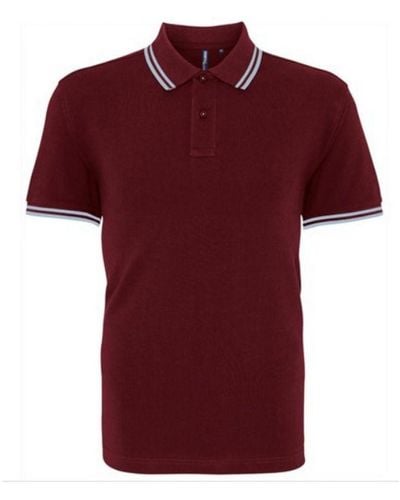 Asquith & Fox Classic Fit Tipped Polo Shirt (Burgundy/ Sky) - Red
