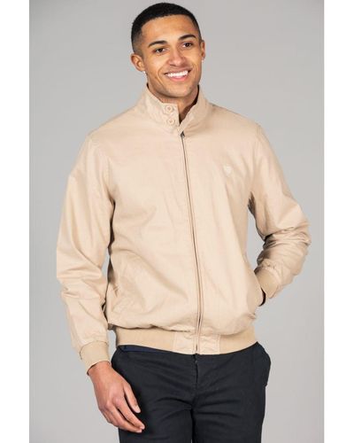 Kensington Eastside Stone Cotton Funnel Neck With Buttons Jacket - Natural
