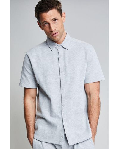 Threadbare Grey 'cash' Luxe Jersey Pique Short Sleeve Shirt Cotton - Blue