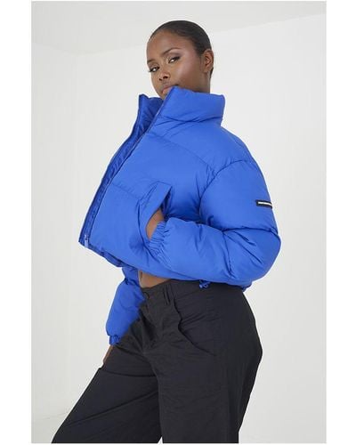 Good For Nothing Cobalt Cropped Puffer Jacket - Blue