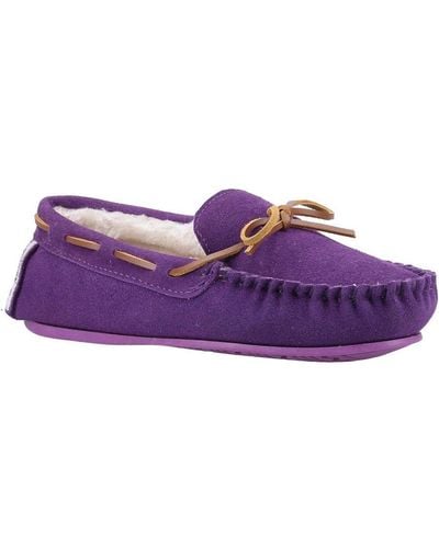 Hush Puppies Ladies Allie Slip On Leather Slipper () - Purple