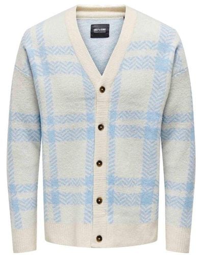 Only & Sons ’S Jumpers Long Sleeve Check Knitted Jumper - Blue