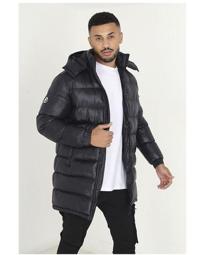 Good For Nothing Longline Hooded Padded Jacket - Blue